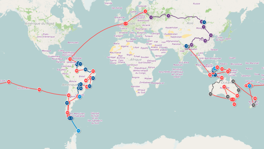 Notre itinéraire de Tour du Monde